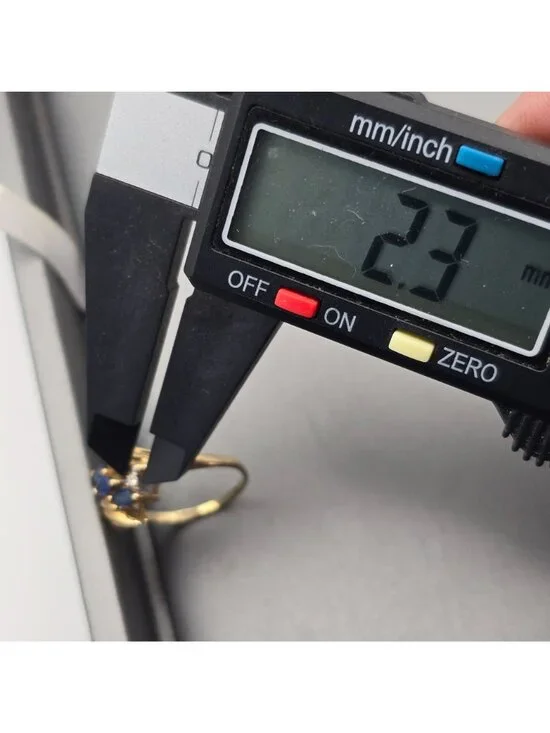 10k Gold Ring Size 7 3 Marquise Sapphire & 2 Diamond Accents Signed Cardow - Picture 14 of 16